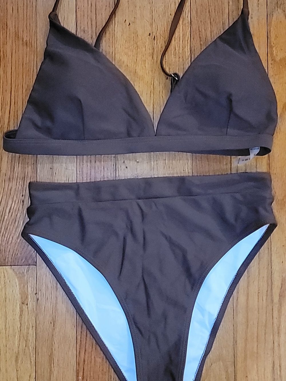 Source Unknown Brown Triangle Bikini Set